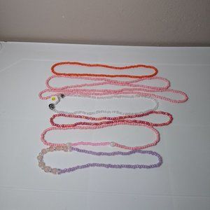Lot Of 7 Glass Bead Stretch Necklaces